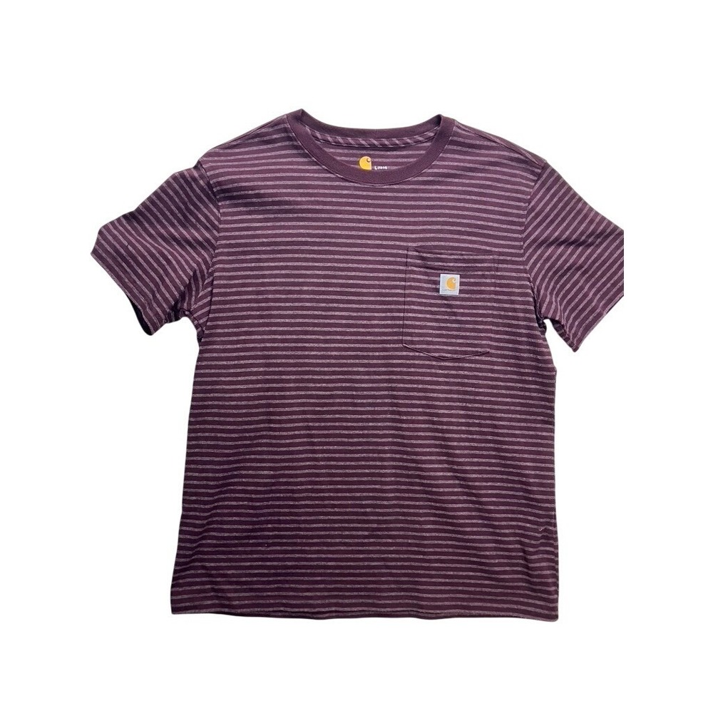 Carhartt Pocket T-Shirt Boys Large 12-14 Purple Excellent Striped Original Fit